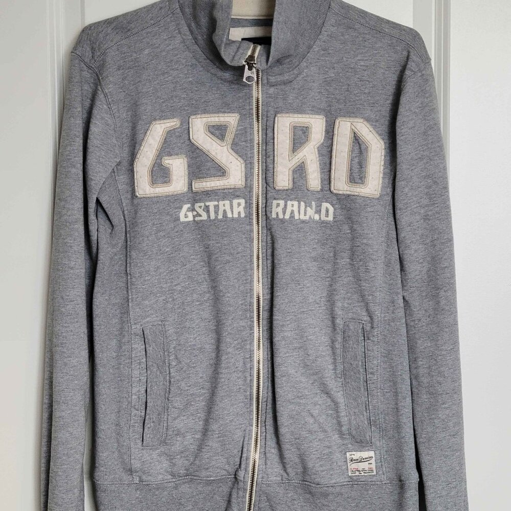 GSTAR RAW gray zip up sweater, mens